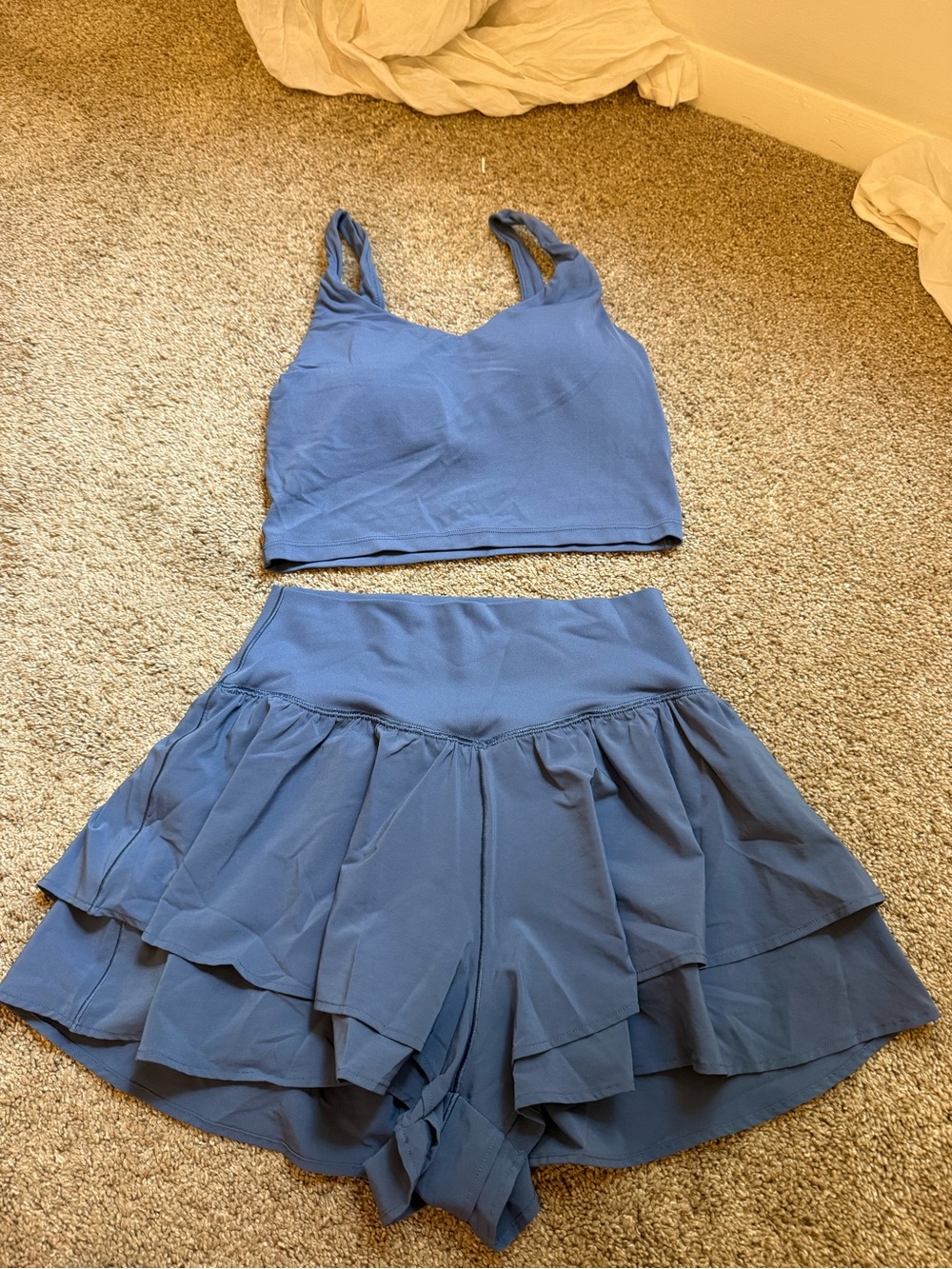 aerie Blue Layered Skort with Matching Crop Tank